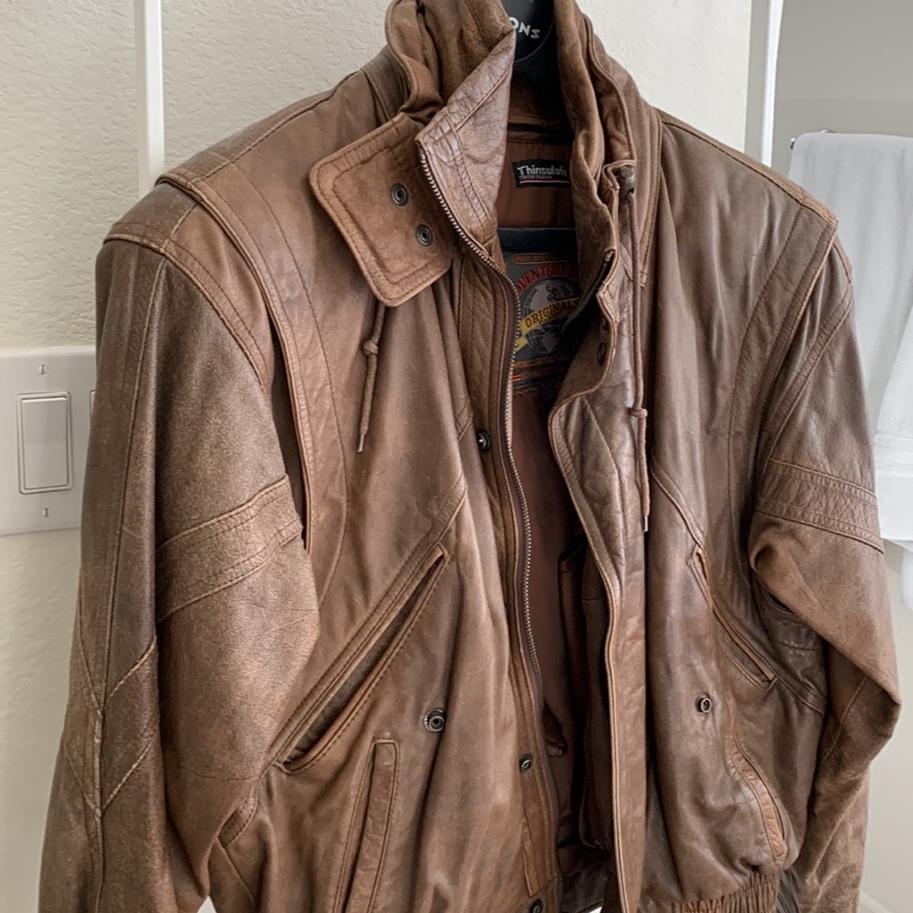 Vintage leather bomber jacket